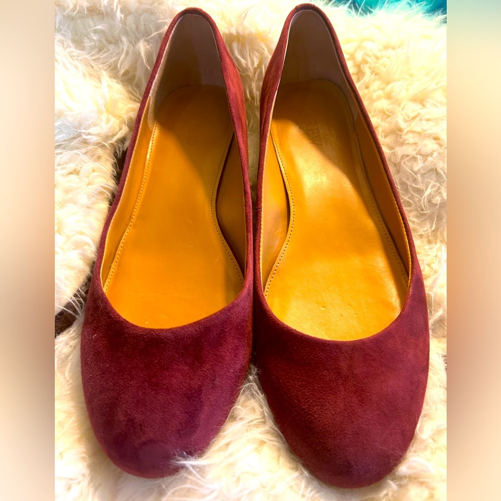 J Crew Factory Anya Burgundy Red Suede Ballet Flats Women's Size 9.5